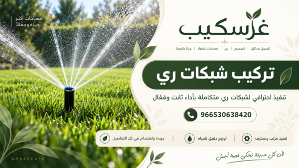 تركيب شبكة ري ضمن تصميم الحديقة