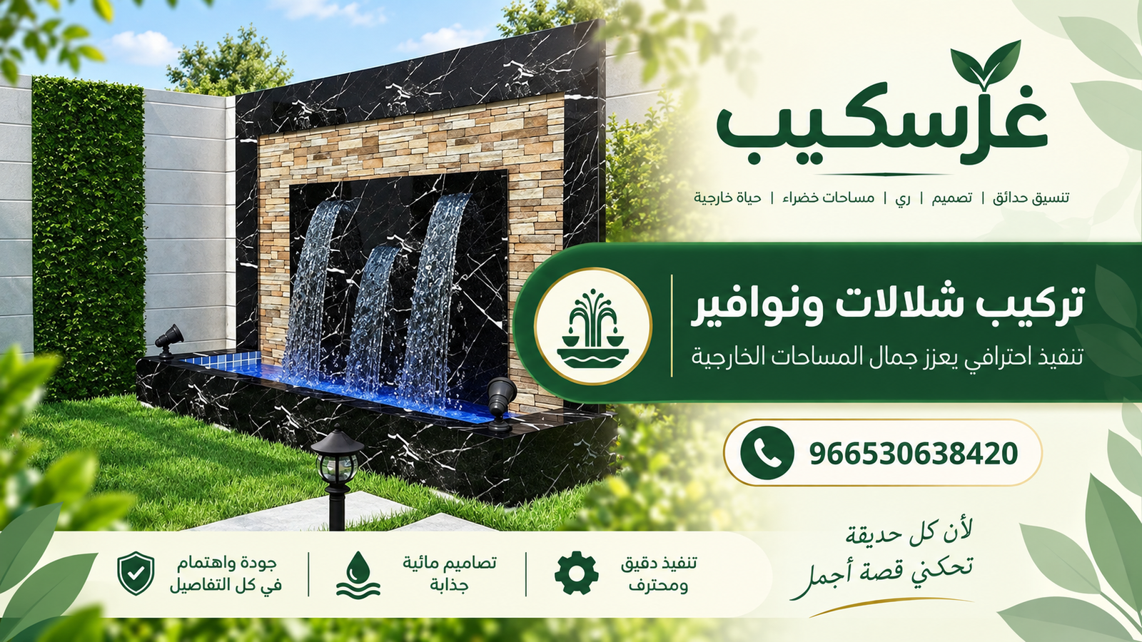 تركيب شلالات ونوافير - غرسكيب