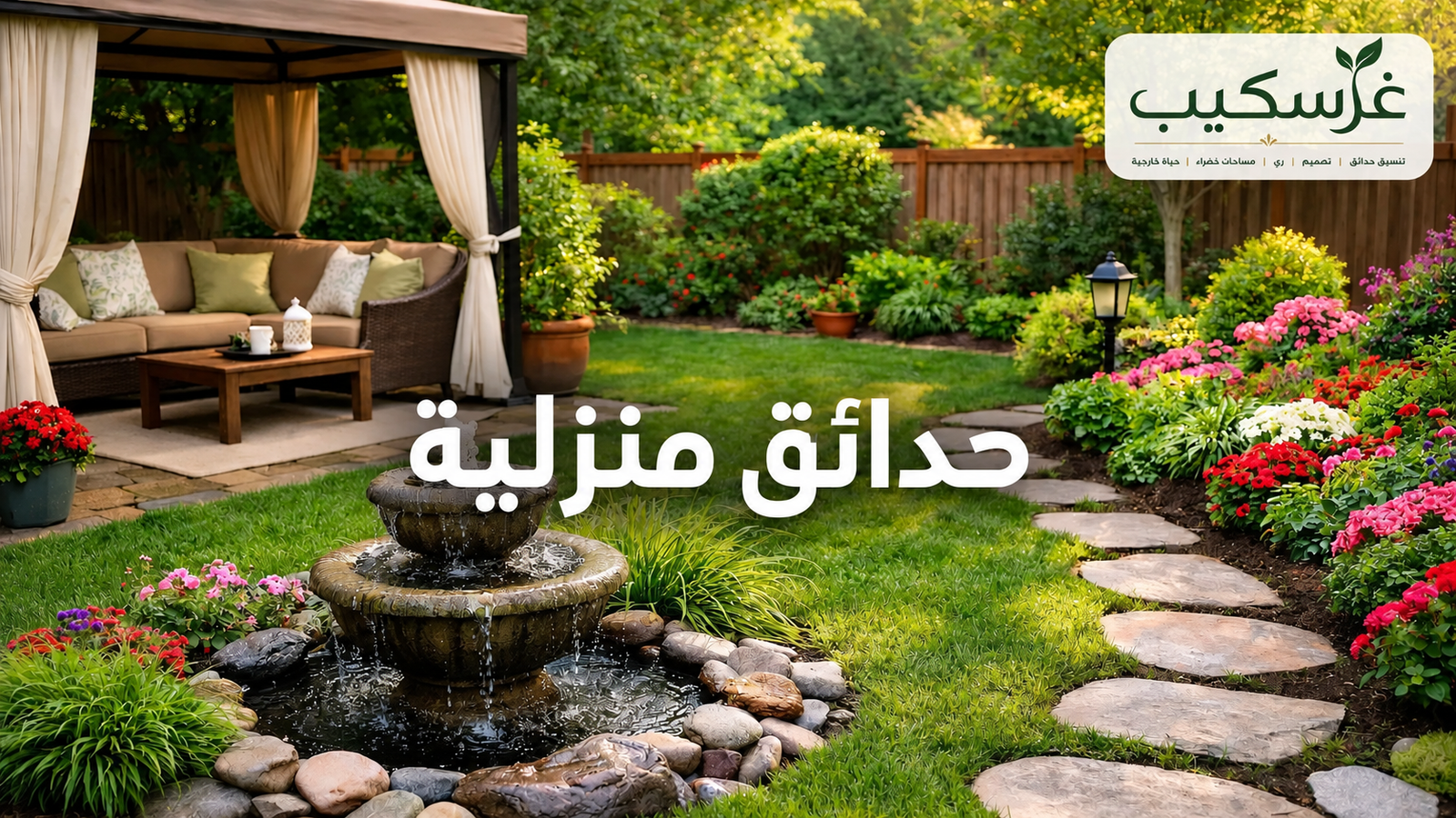 مسطح أخضر ضمن تصميم حديقة