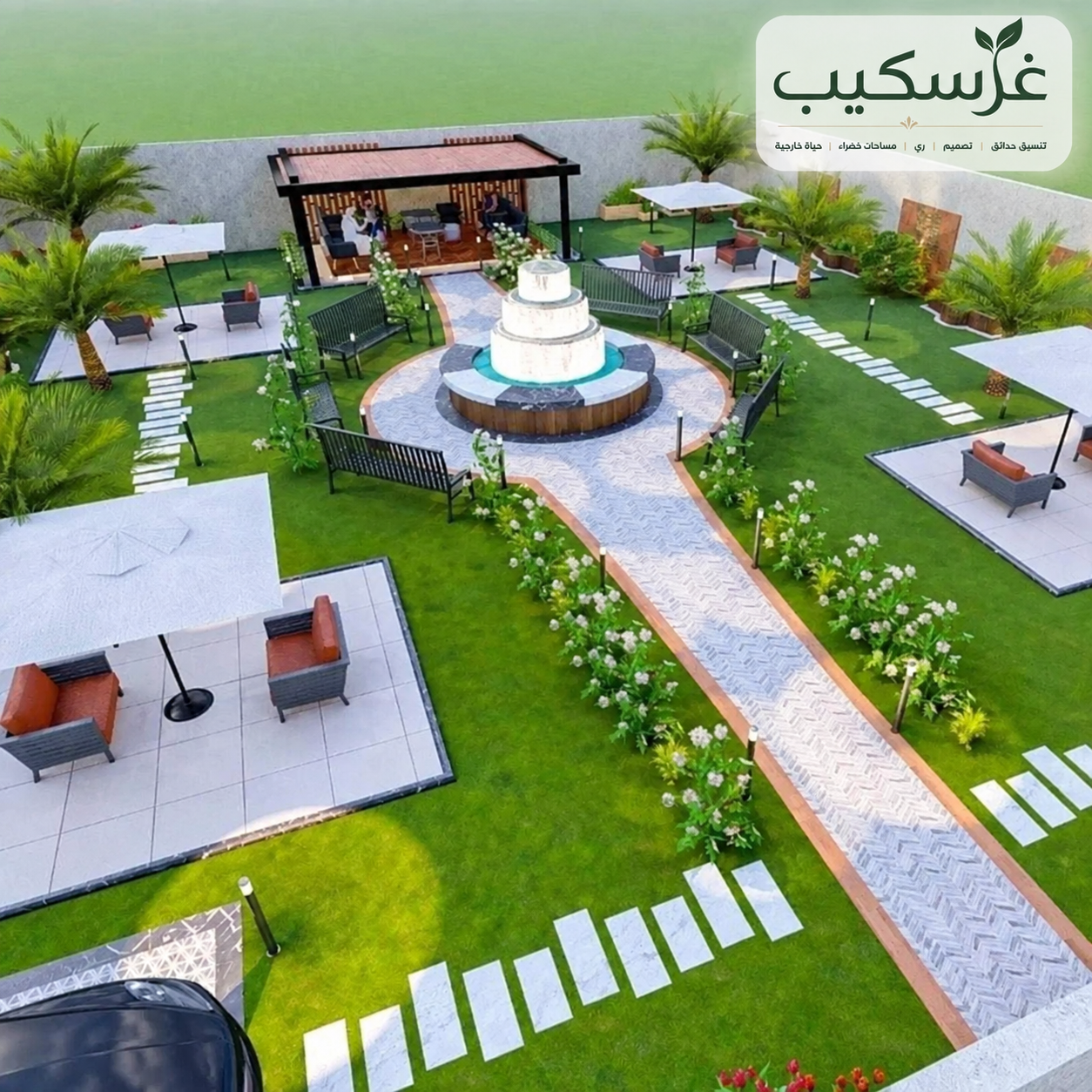 توزيع نباتات الزينة في حدائق الفلل
