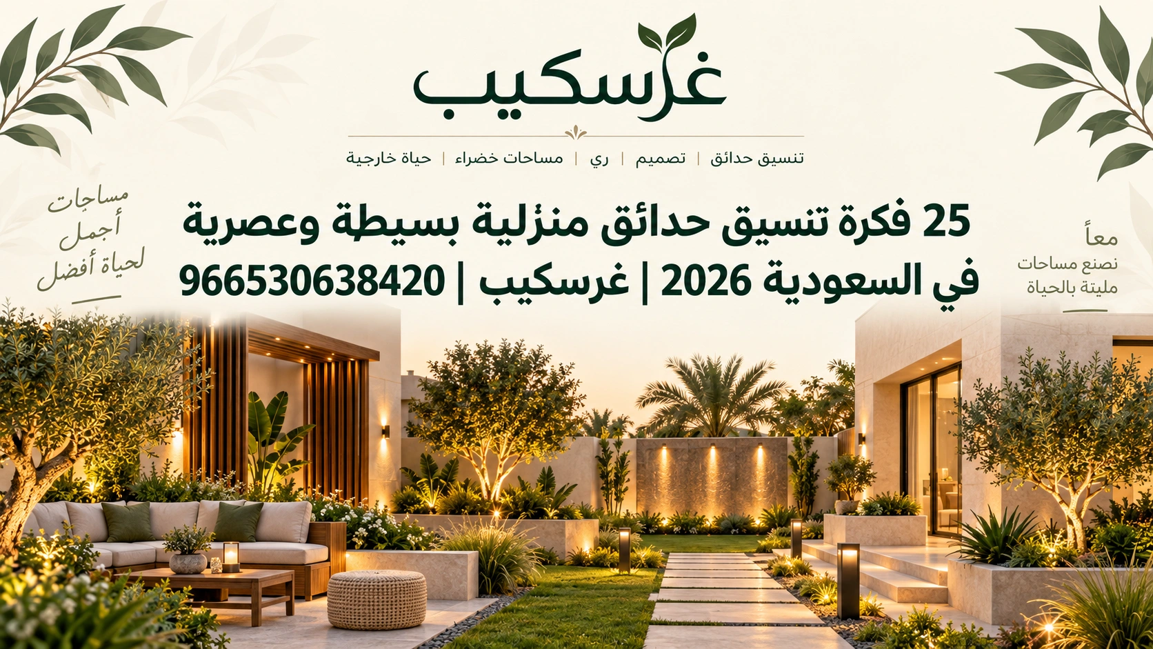 25 فكرة تنسيق حدائق منزلية بسيطة وعصرية في السعودية 2026 | غرسكيب 966530638420
