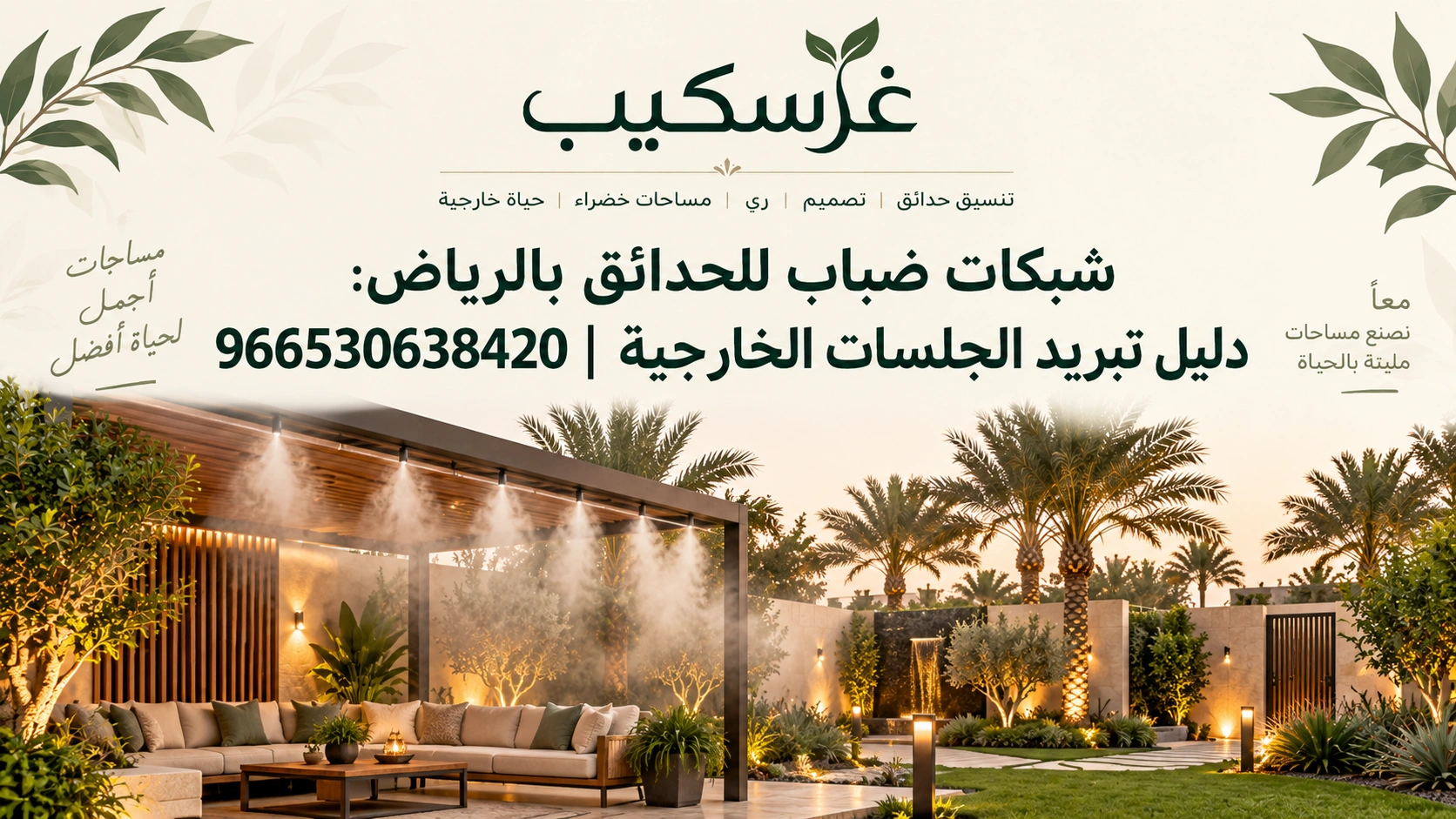 شبكات ضباب للحدائق بالرياض: دليل تبريد الجلسات الخارجية | 966530638420