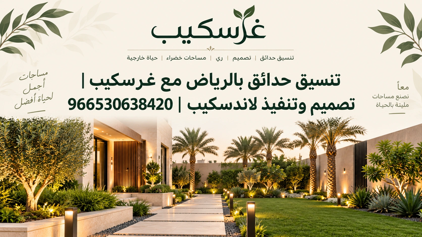 تنسيق حدائق بالرياض مع غرسكيب | تصميم وتنفيذ لاندسكيب 966530638420